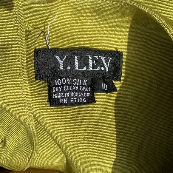 Chartreuse silk vintage 80s sheath dress 10 - Picture 5 of 6